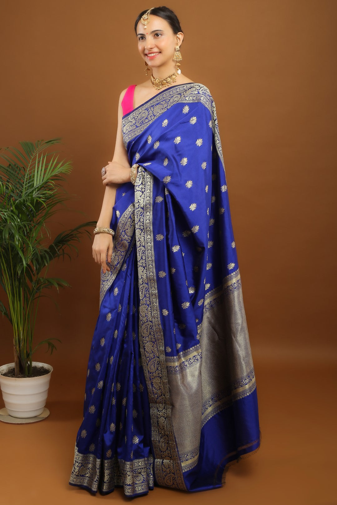 RE - Blue Colored Banarasi Silk Saree